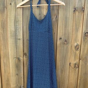 PFG Navy Blue and White Backless Halter Sundress